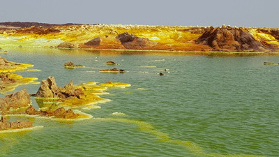 Mineral deposits in the Danakil Depression.