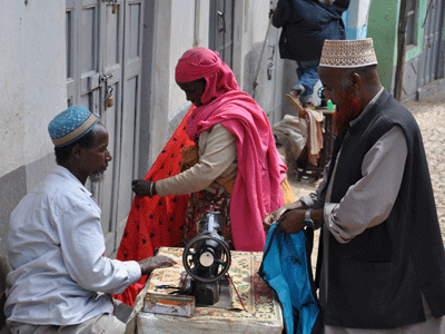 A tailor at work in the old walled city, Jugal, of Harar