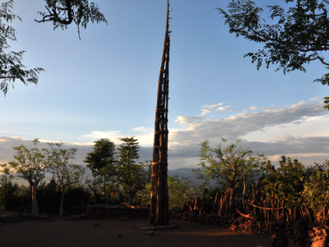 A generation pole in a Konso village